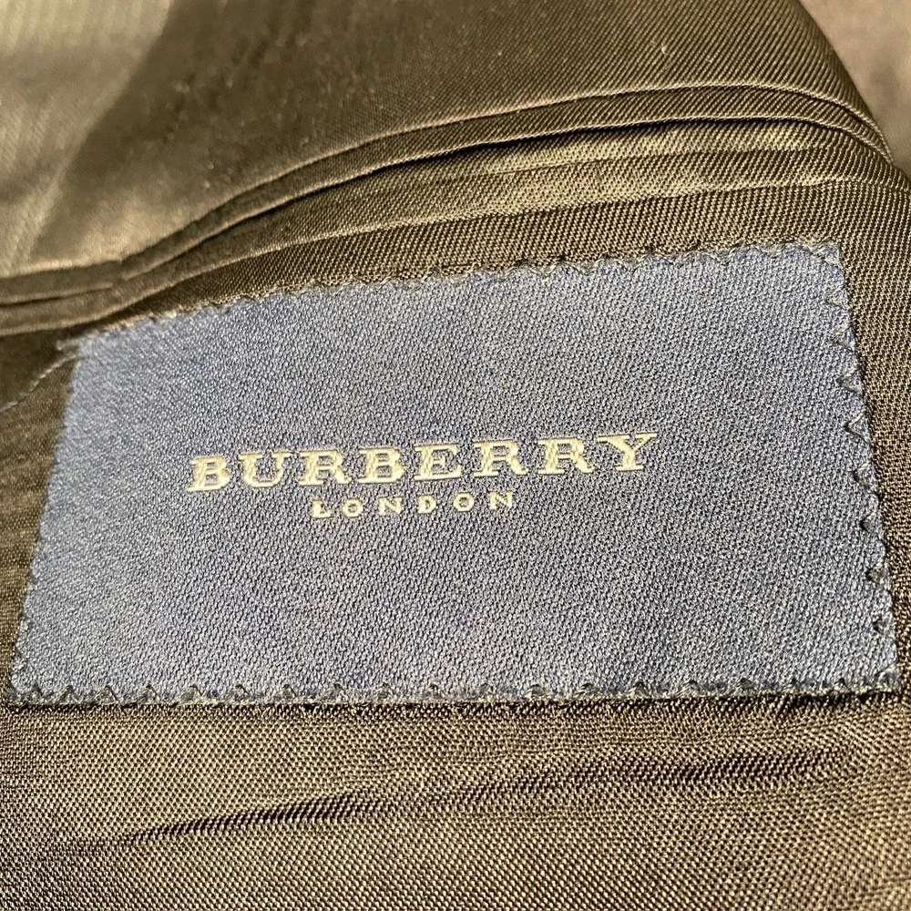 Burberry London Blazer Mens 44 Long Black Wool‎ Pinstripe Suit Jacket Classic